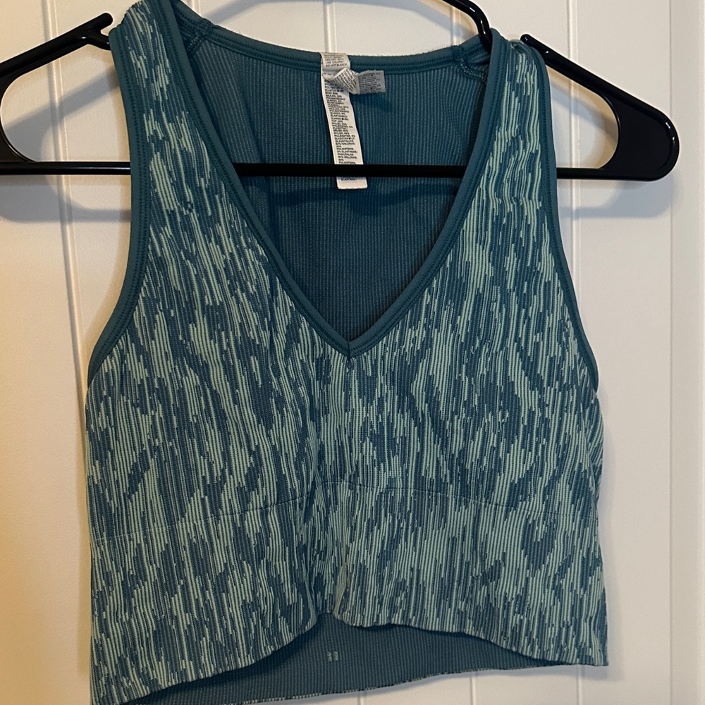 Athleta Teal Patterned Women's Crop Tank Top